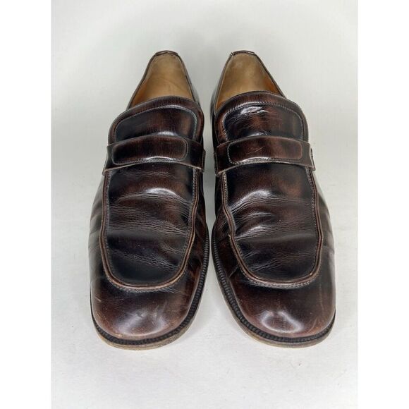 Sears Vintage Loafers Men Size 9.5D Brown Leather Made In Italy - Picture 10 of 13